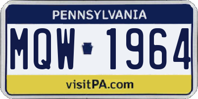 PA license plate MQW1964