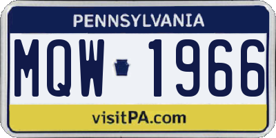 PA license plate MQW1966