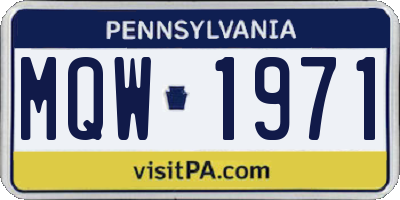 PA license plate MQW1971