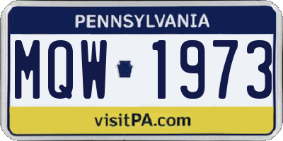 PA license plate MQW1973