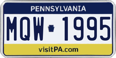 PA license plate MQW1995