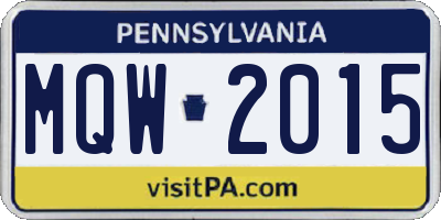 PA license plate MQW2015