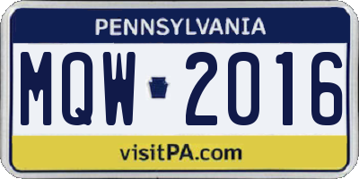 PA license plate MQW2016