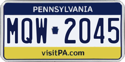 PA license plate MQW2045