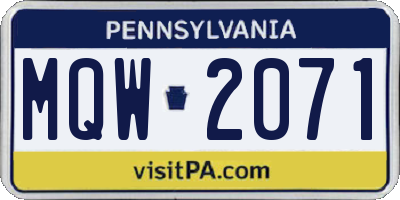 PA license plate MQW2071