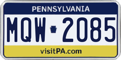 PA license plate MQW2085