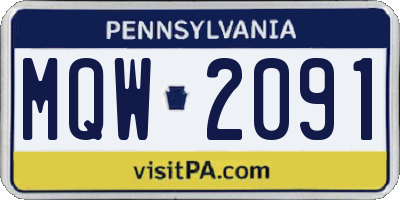 PA license plate MQW2091