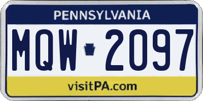 PA license plate MQW2097