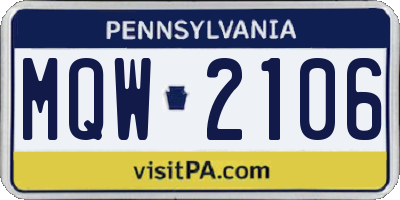 PA license plate MQW2106