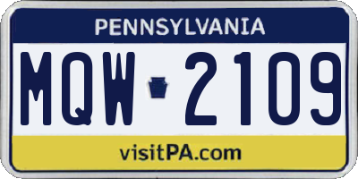 PA license plate MQW2109