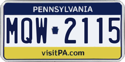 PA license plate MQW2115