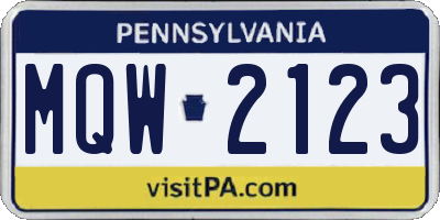 PA license plate MQW2123