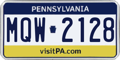 PA license plate MQW2128