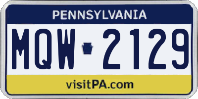 PA license plate MQW2129