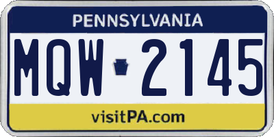 PA license plate MQW2145