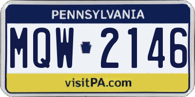 PA license plate MQW2146