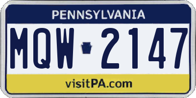 PA license plate MQW2147