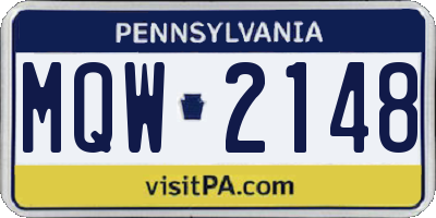 PA license plate MQW2148