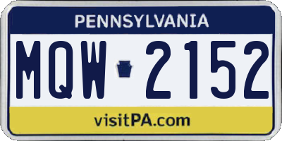 PA license plate MQW2152