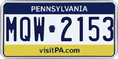 PA license plate MQW2153