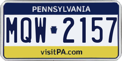 PA license plate MQW2157
