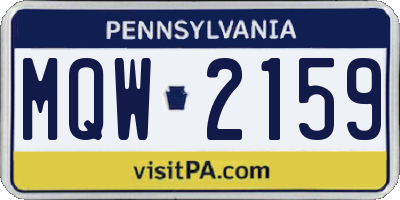 PA license plate MQW2159