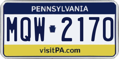 PA license plate MQW2170