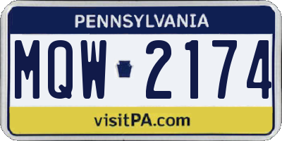 PA license plate MQW2174