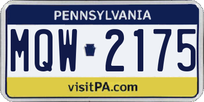 PA license plate MQW2175
