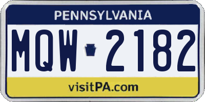 PA license plate MQW2182