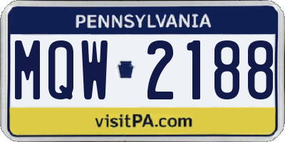 PA license plate MQW2188