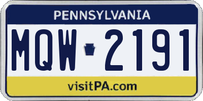 PA license plate MQW2191