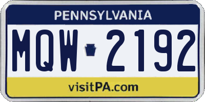 PA license plate MQW2192