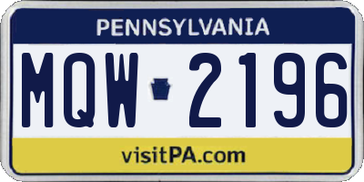PA license plate MQW2196