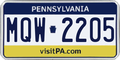 PA license plate MQW2205