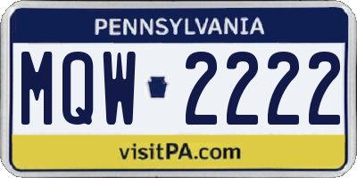 PA license plate MQW2222