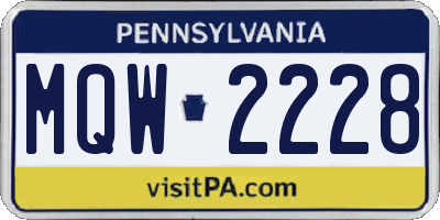 PA license plate MQW2228