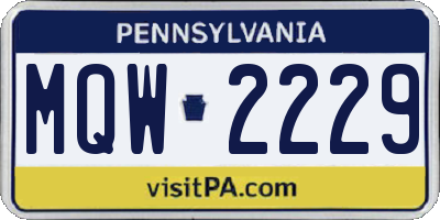 PA license plate MQW2229
