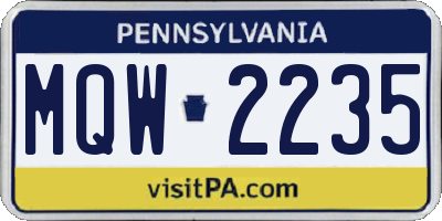 PA license plate MQW2235
