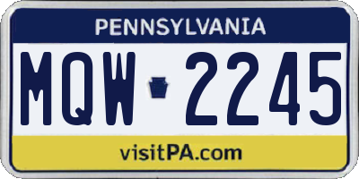 PA license plate MQW2245