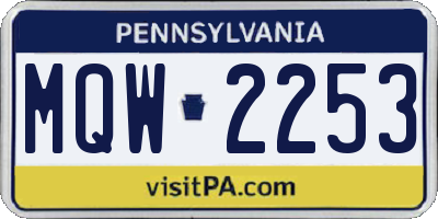 PA license plate MQW2253