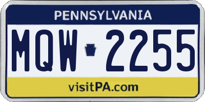 PA license plate MQW2255
