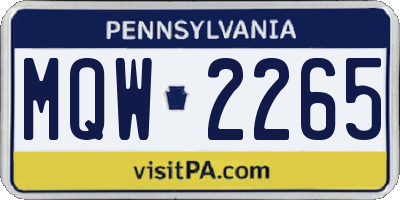 PA license plate MQW2265