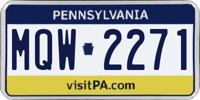 PA license plate MQW2271