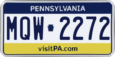 PA license plate MQW2272