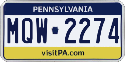 PA license plate MQW2274