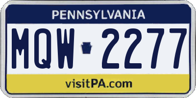 PA license plate MQW2277