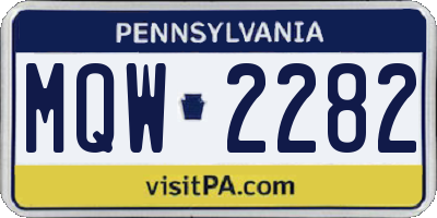 PA license plate MQW2282