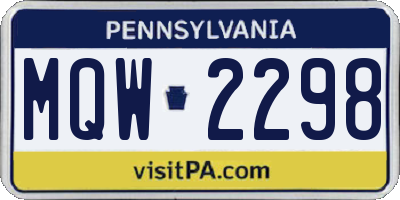 PA license plate MQW2298