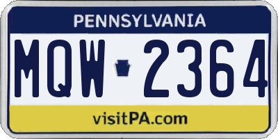 PA license plate MQW2364